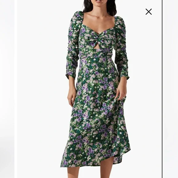 Astr | Dresses | Astr The Label Floral Keyhole Long Sleeve Midi Dress |  Poshmark